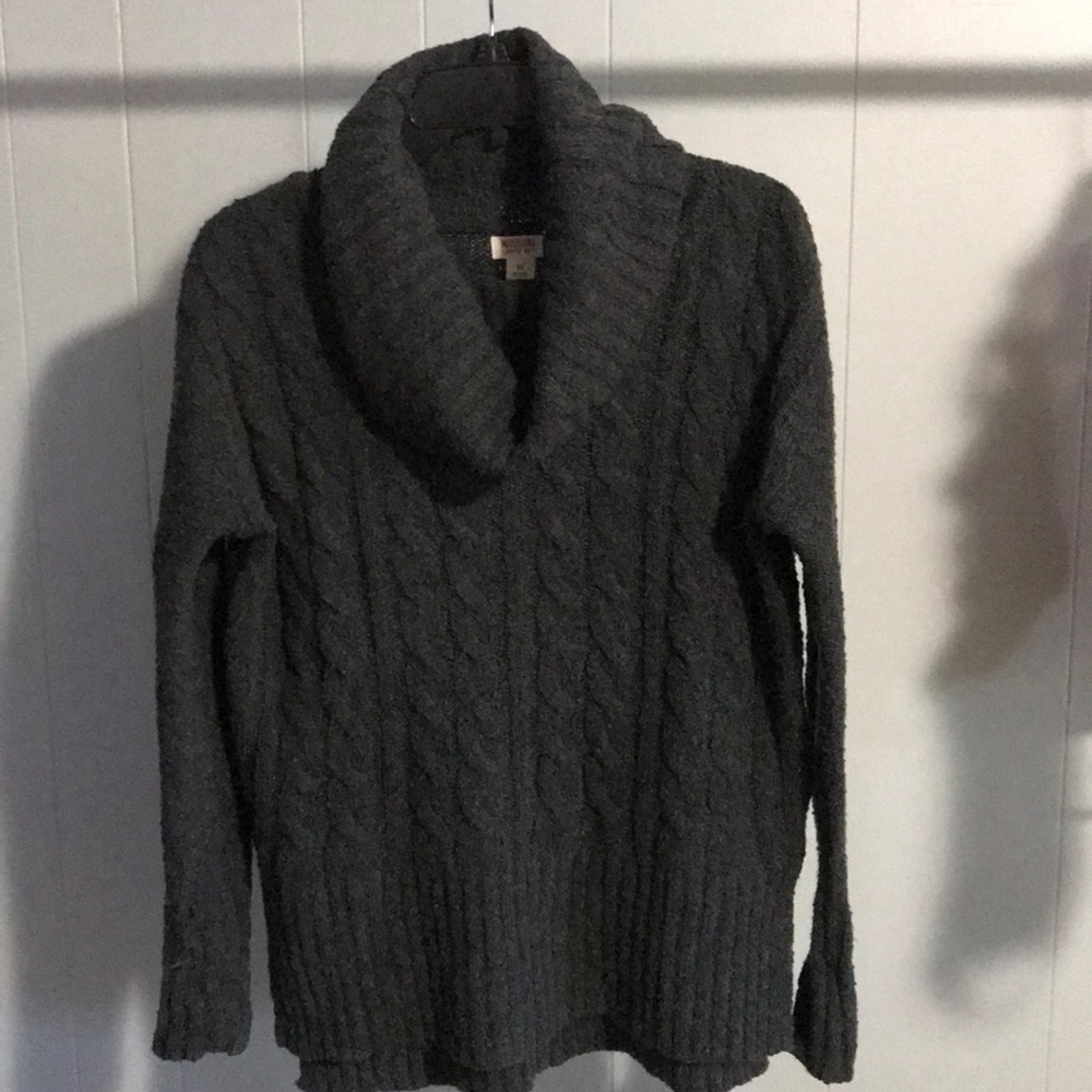 Cableknit Cowl Neck Sweater
